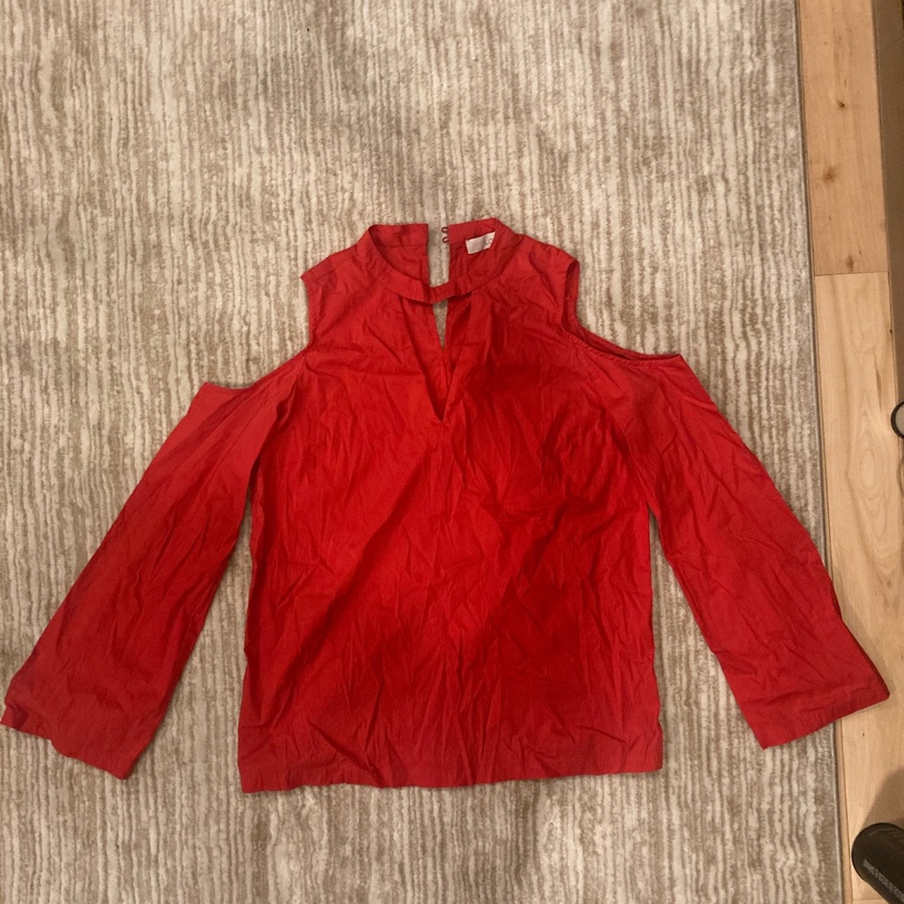NWOT Cold shoulder long sleeve red blouse | Size S